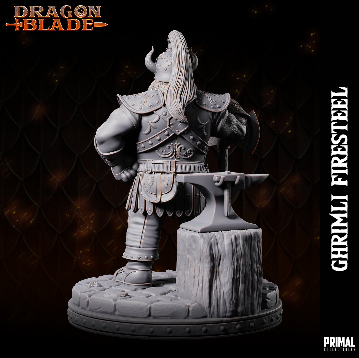 Dwarf - Ghrimli Firesteel - July 2023 - DRAGONBLADE-  MASTERS OF DUNGEONS QUEST - Primal Collectibles