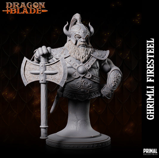 Dwarf - Ghrimli Firesteel - bust - July 2023 - DRAGONBLADE-  MASTERS OF DUNGEONS QUEST - Primal Collectibles