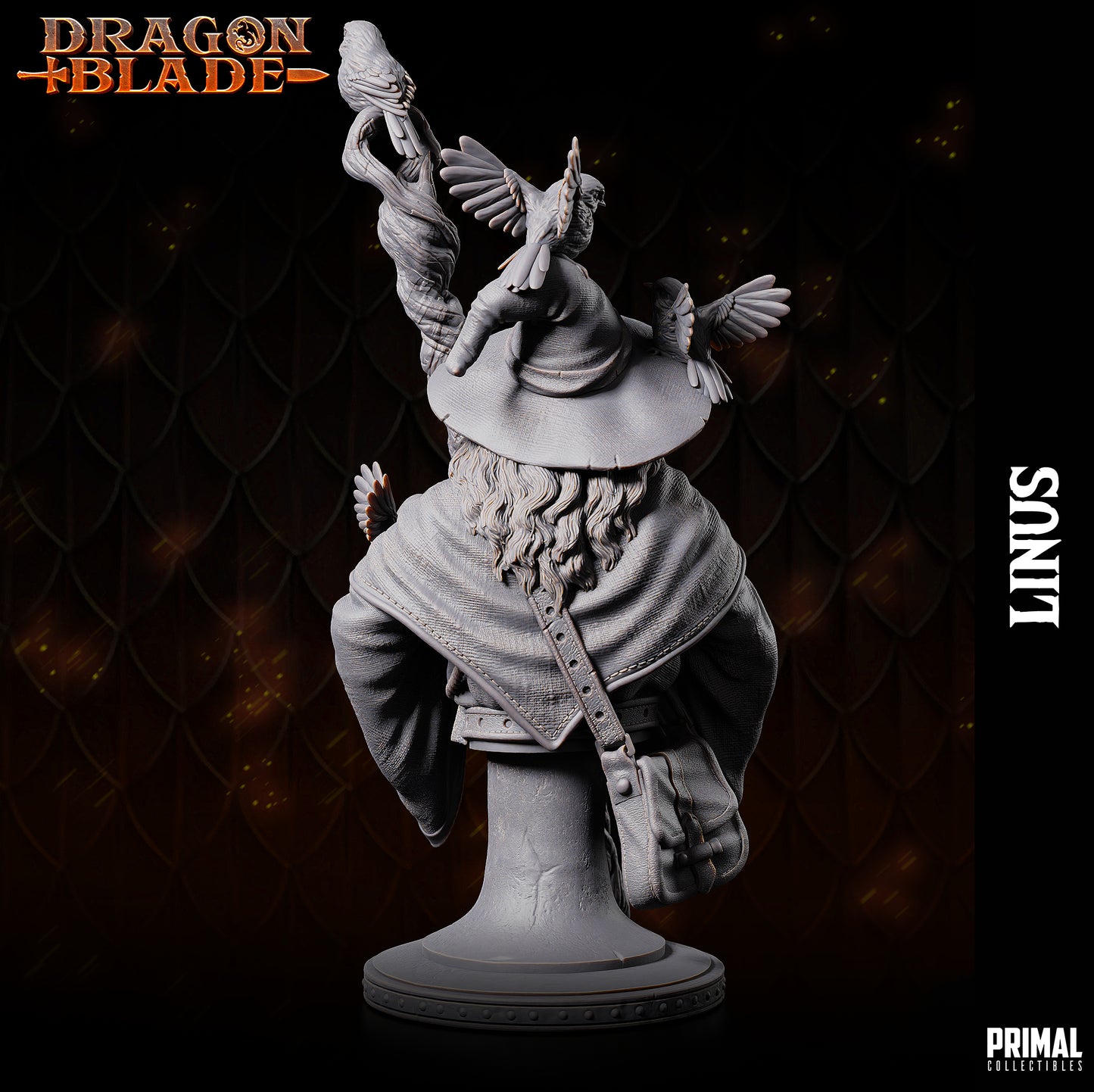 Wizard - Linus the marvelous- bust-  July 2023 - DRAGONBLADE-  MASTERS OF DUNGEONS QUEST - Primal Collectibles