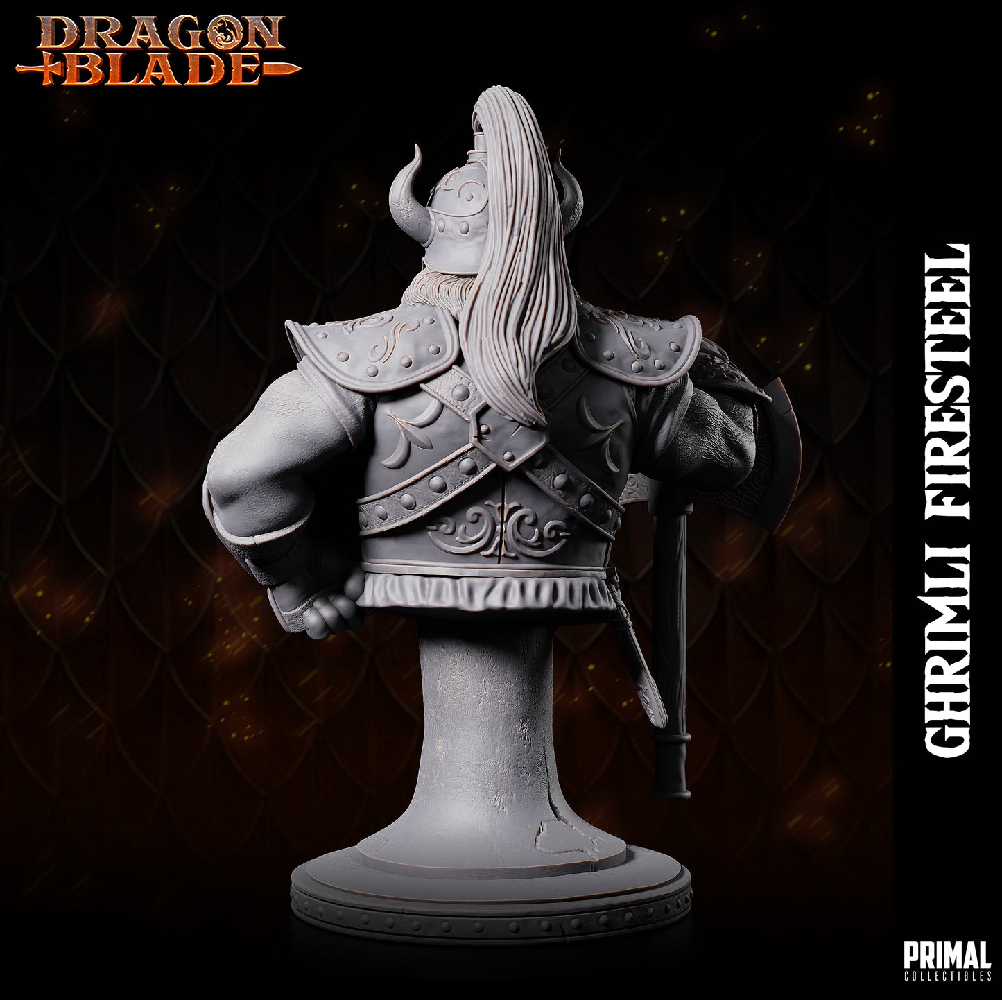 Dwarf - Ghrimli Firesteel - bust - July 2023 - DRAGONBLADE-  MASTERS OF DUNGEONS QUEST - Primal Collectibles