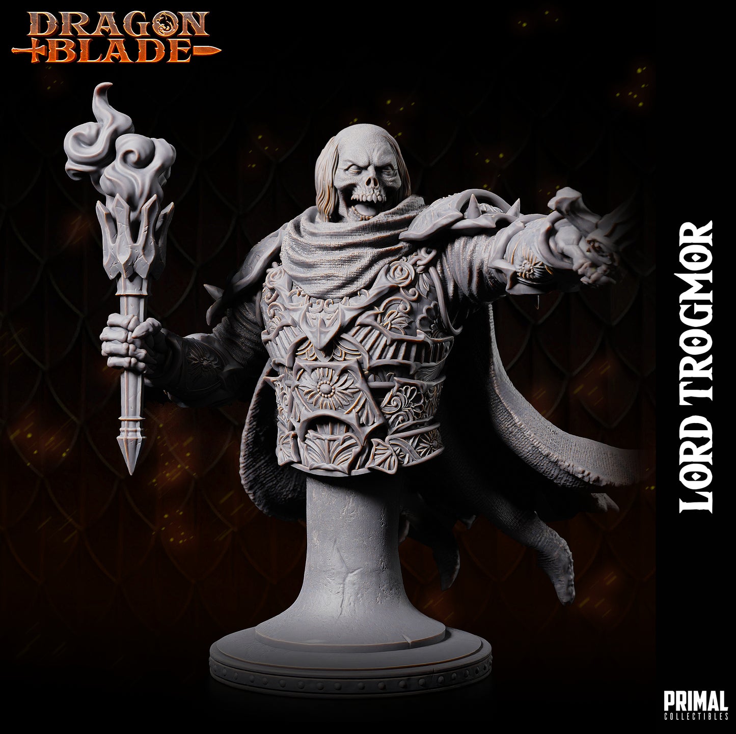 Death knight Boss Lord Trogmor - Bust- August 2023 - DRAGONBLADE-  MASTERS OF DUNGEONS QUEST - Primal Collectibles