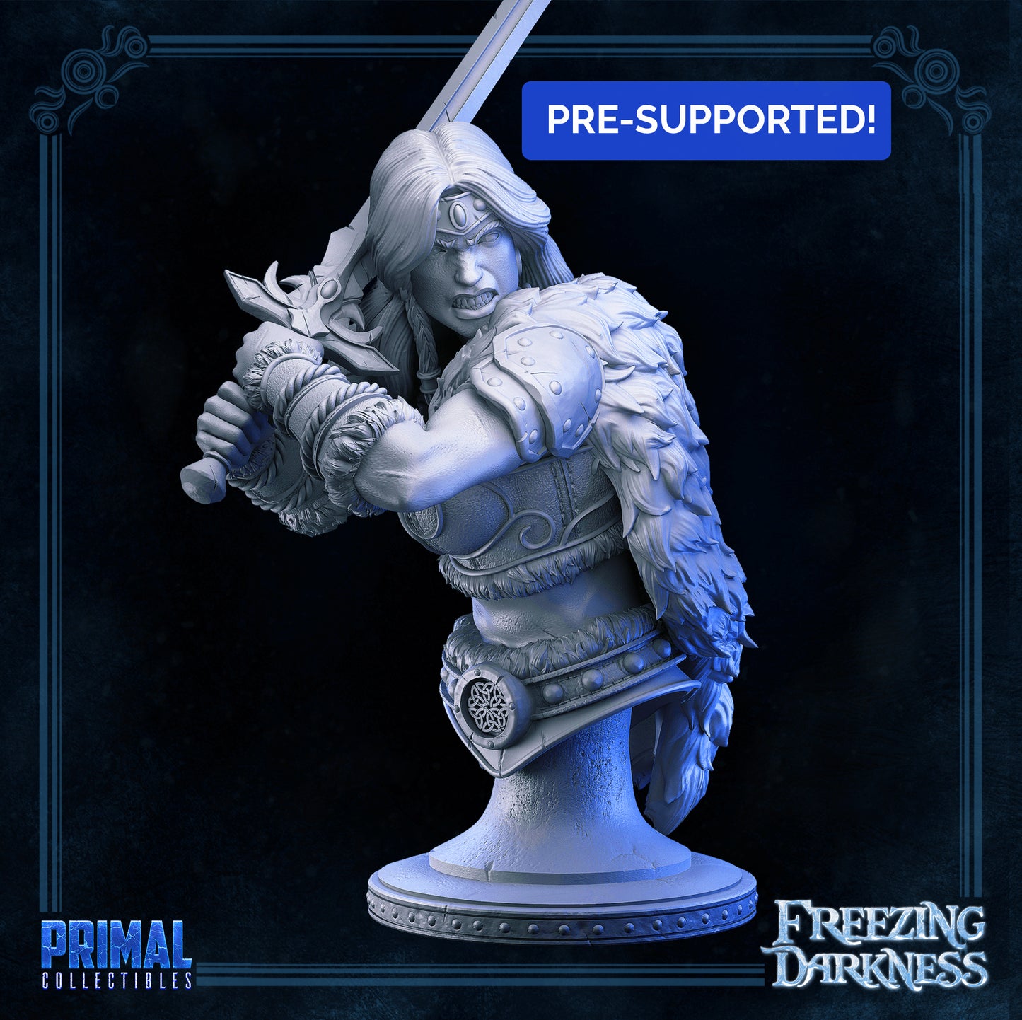 Barbarian - Valkyrie - Bust-  FREEZING DARKNESS - MASTERS OF DUNGEONS QUEST - Primal Collectibles