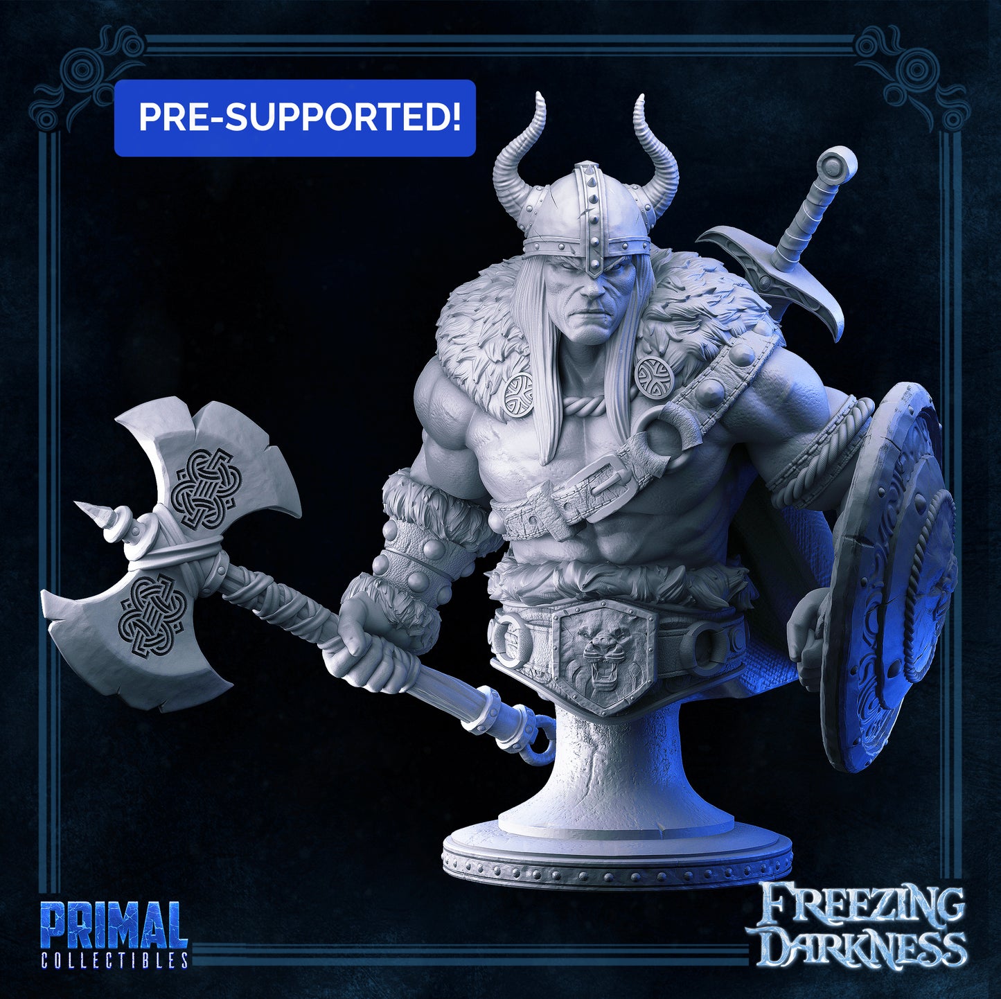 Barbarian - Kreyvos- Bust- FREEZING DARKNESS - MASTERS OF DUNGEONS QUEST - Primal Collectibles