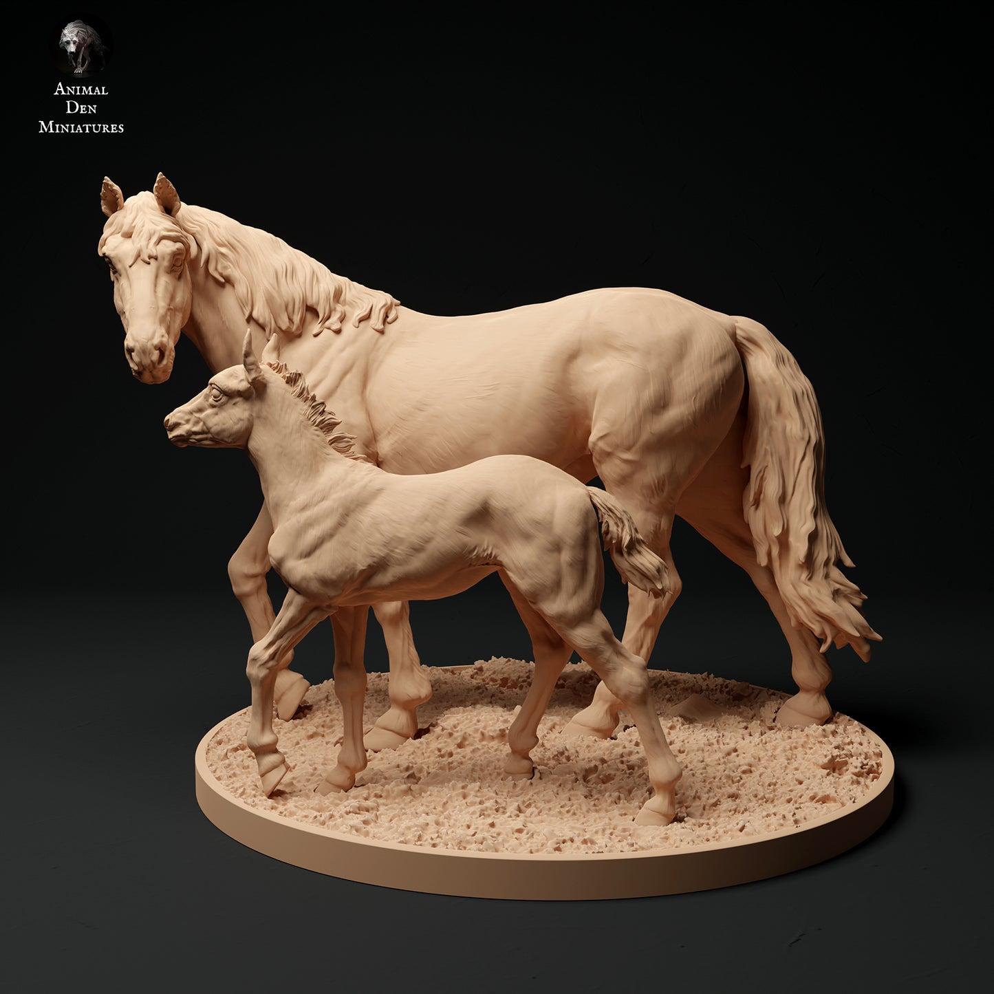 Konik Horse Mare and Calf - Animal Den Miniatures