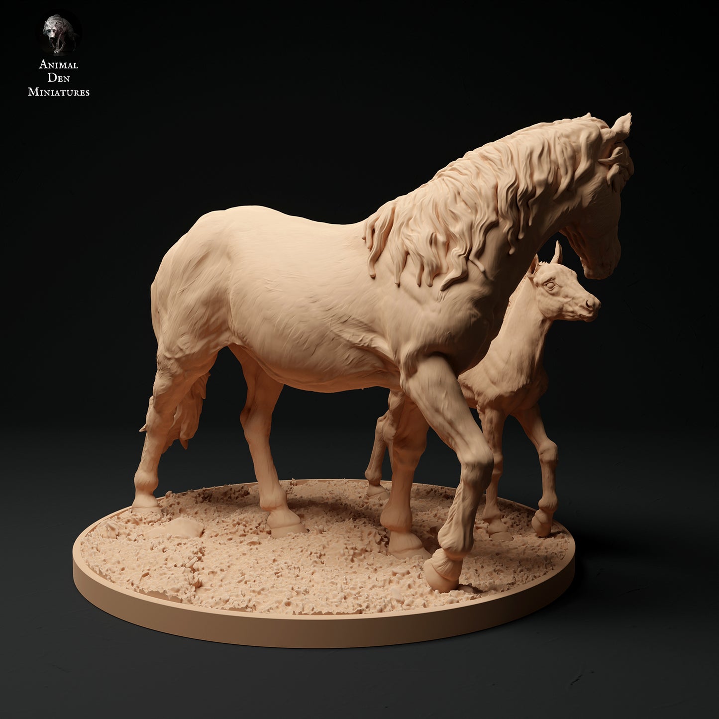 Konik Horse Mare and Calf - Animal Den Miniatures