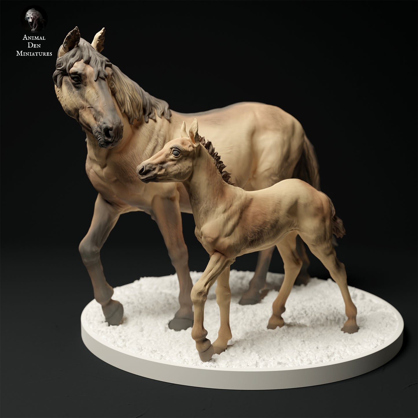 Konik Horse Mare and Calf - Animal Den Miniatures