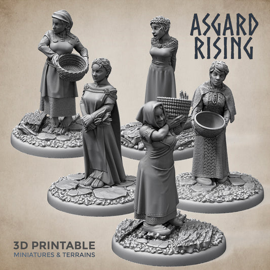 5 x Famale Villagers Townsfolk - Asgard Rising