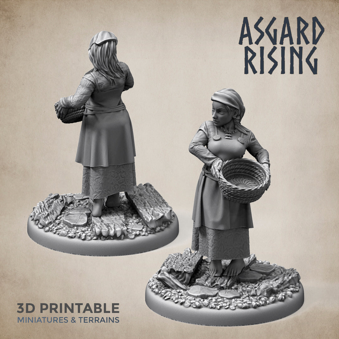 5 x Famale Villagers Townsfolk - Asgard Rising