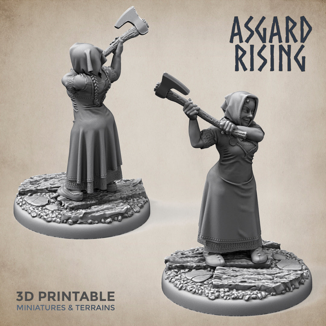 5 x Female Villagers Townsfolk #2 - Asgard Rising