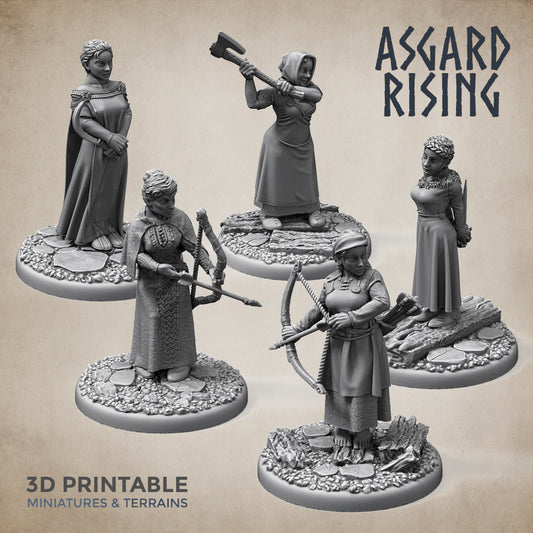 5 x Female Villagers Townsfolk #2 - Asgard Rising