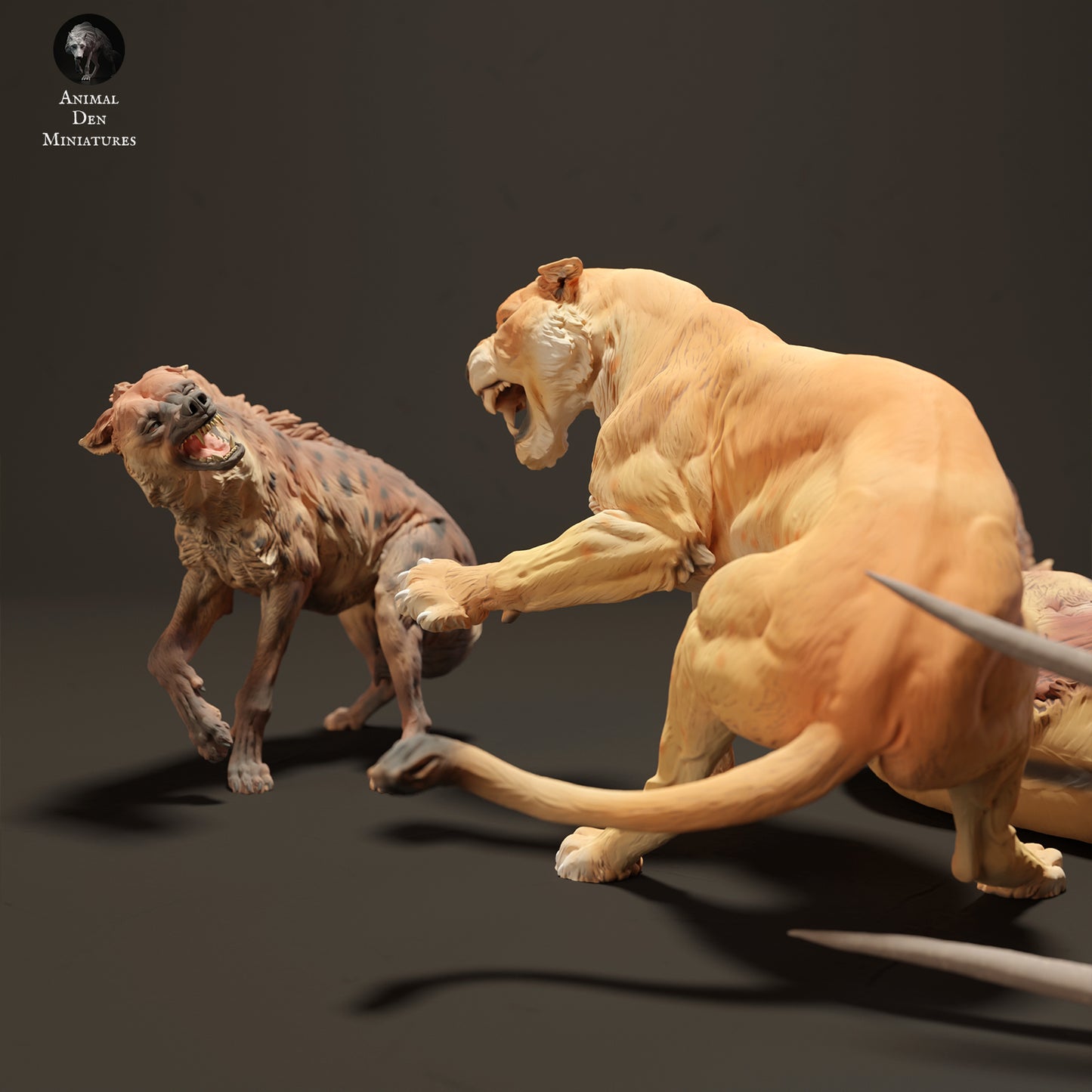 Lionesses vs Spotted Hyenas - Animal Den Miniatures