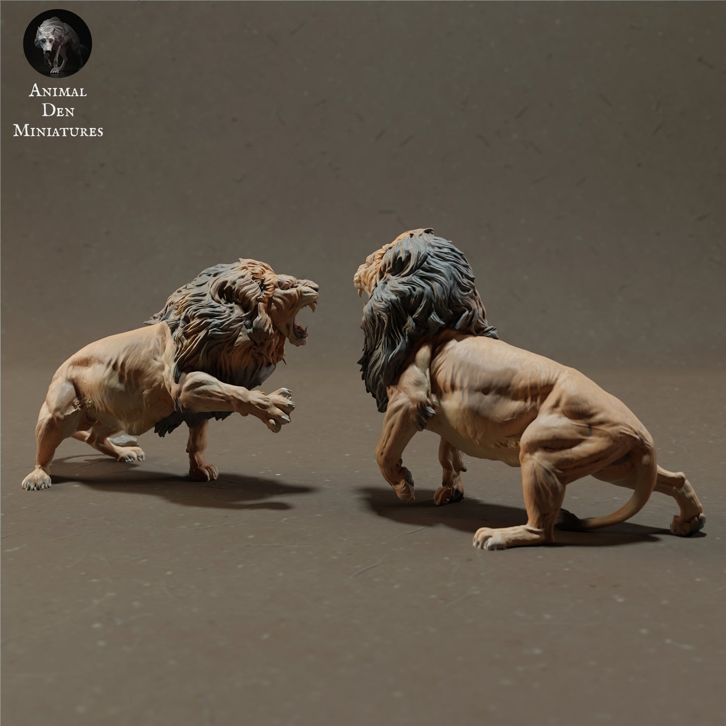 Lions Fighting - Animal Den Miniatures