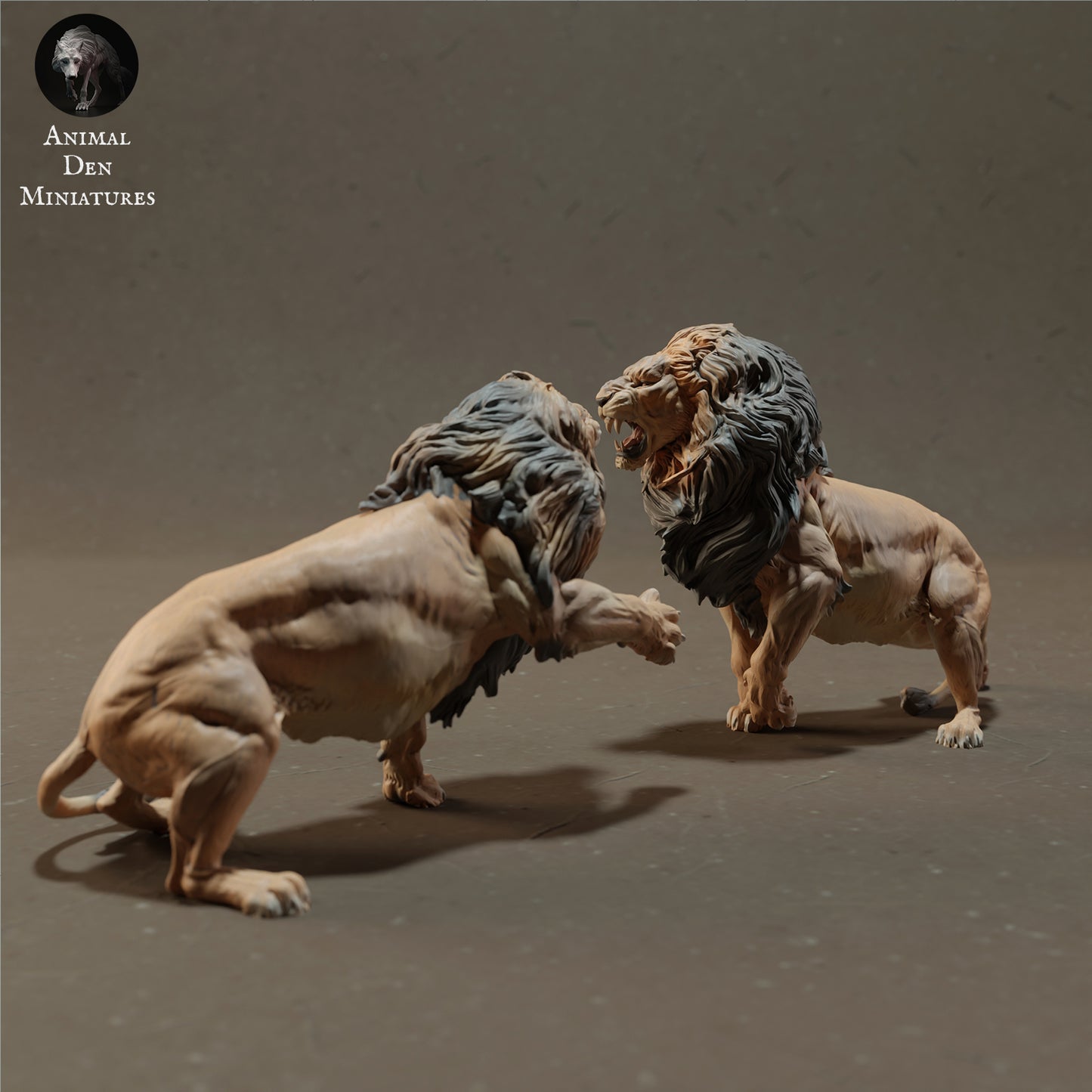 Lions Fighting - Animal Den Miniatures