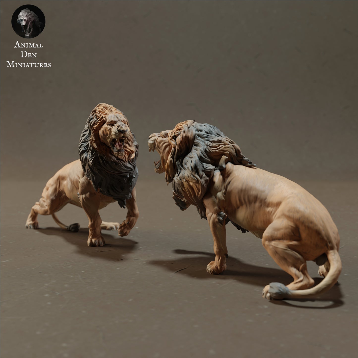 Lions Fighting - Animal Den Miniatures