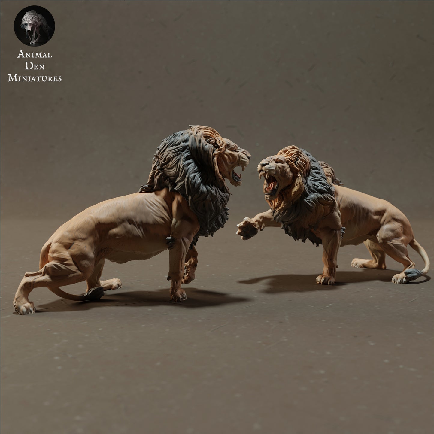 Lions Fighting - Animal Den Miniatures