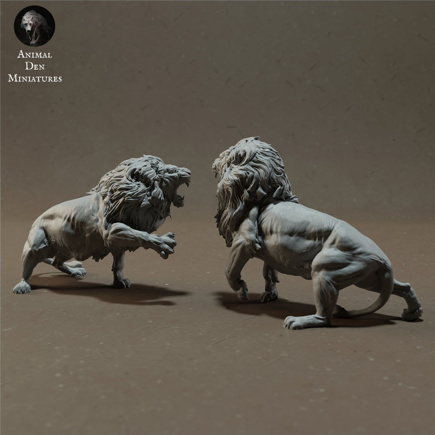 Lions Fighting - Animal Den Miniatures