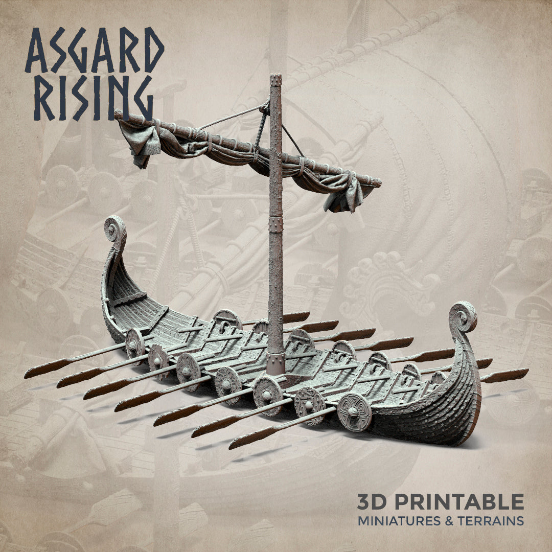 Drakkars - Viking Long Boats Scenery - Asgard Rising