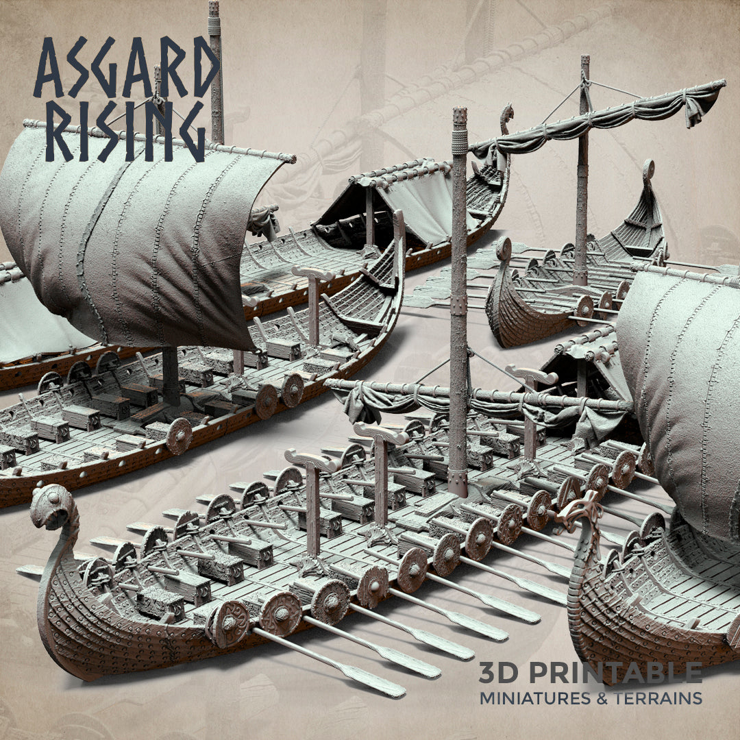 Drakkars - Viking Long Boats Scenery - Asgard Rising