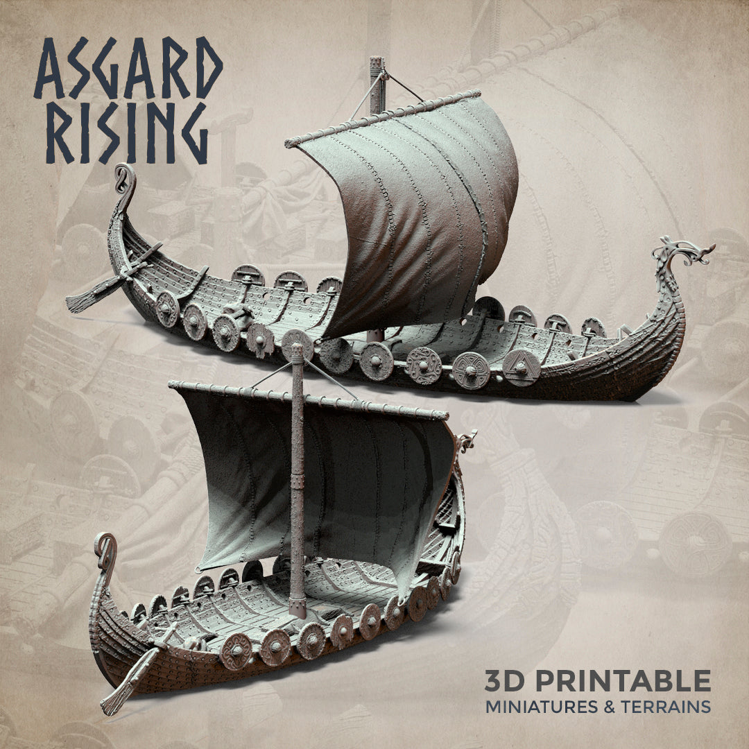 Drakkars - Viking Long Boats Scenery - Asgard Rising