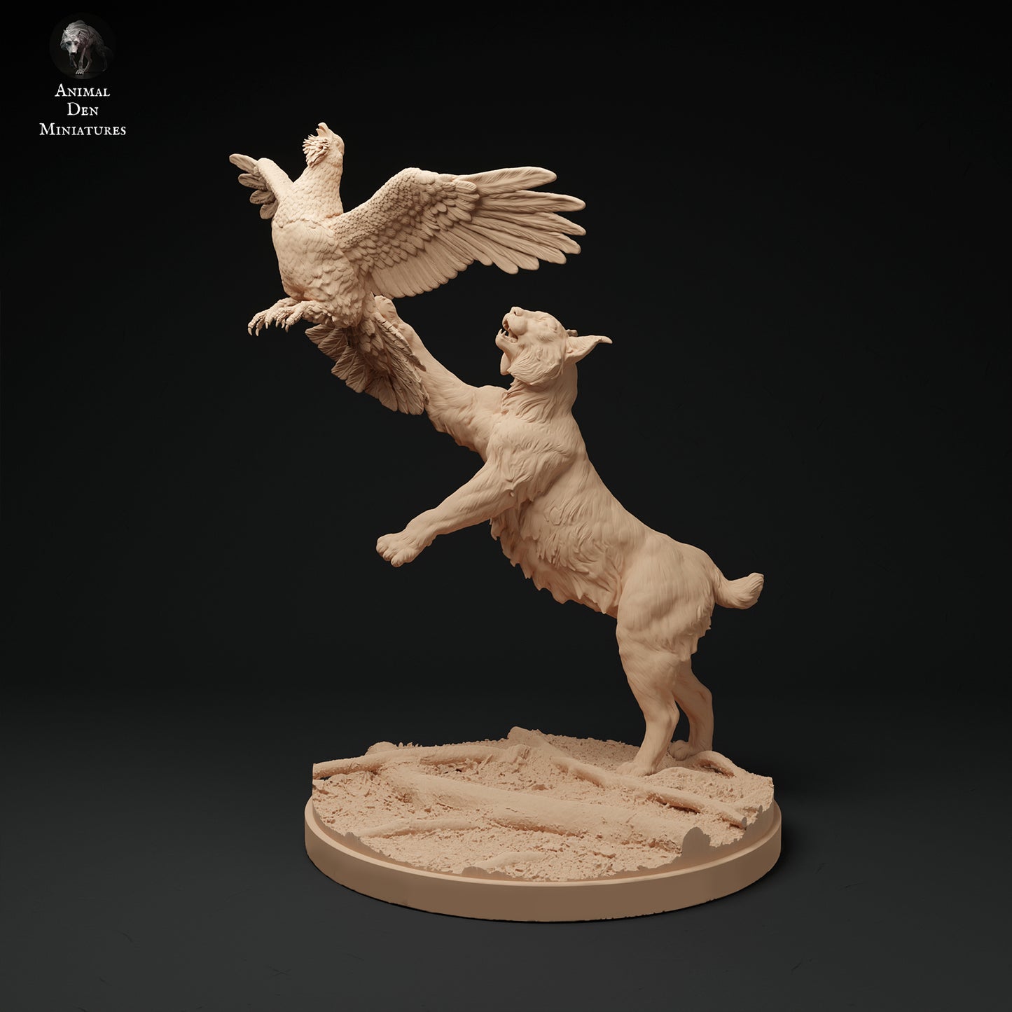 European Lynx catching Capercaillie - Animal Den Miniatures