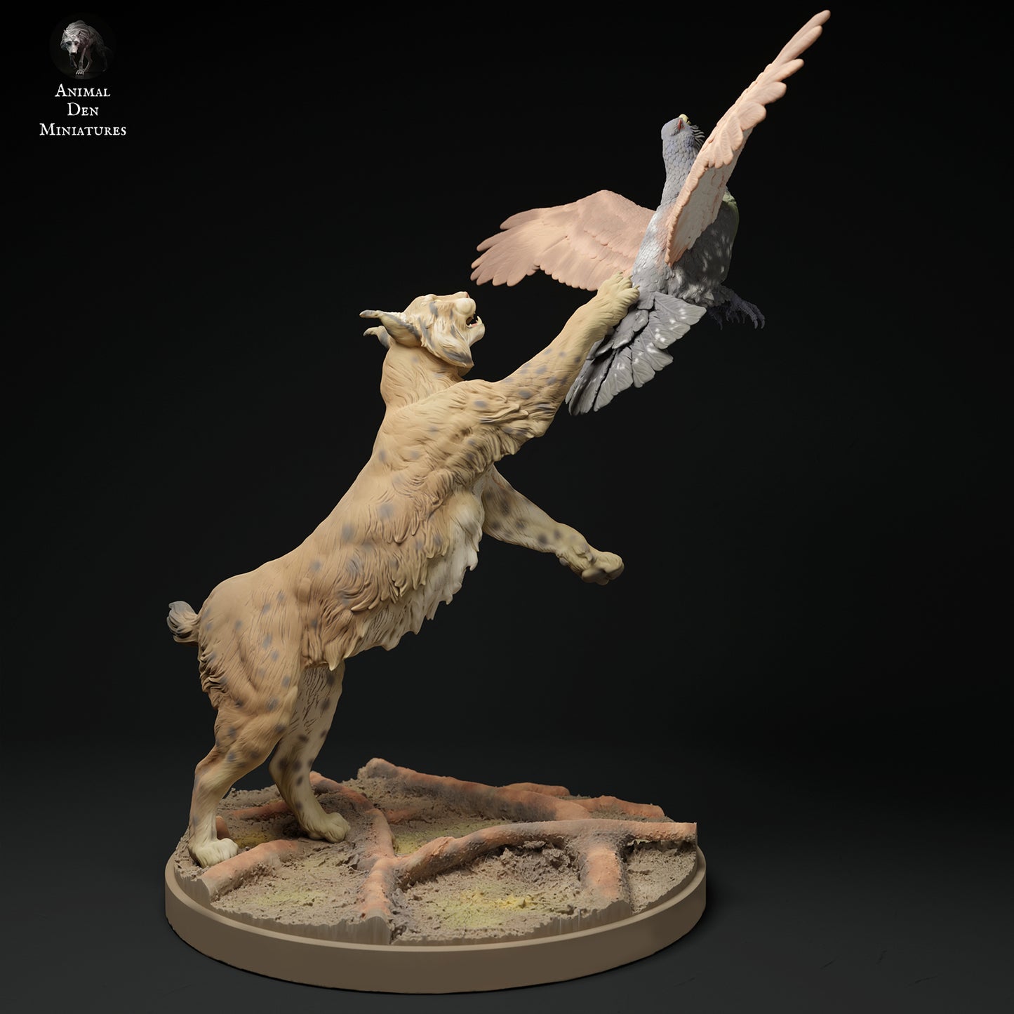 European Lynx catching Capercaillie - Animal Den Miniatures