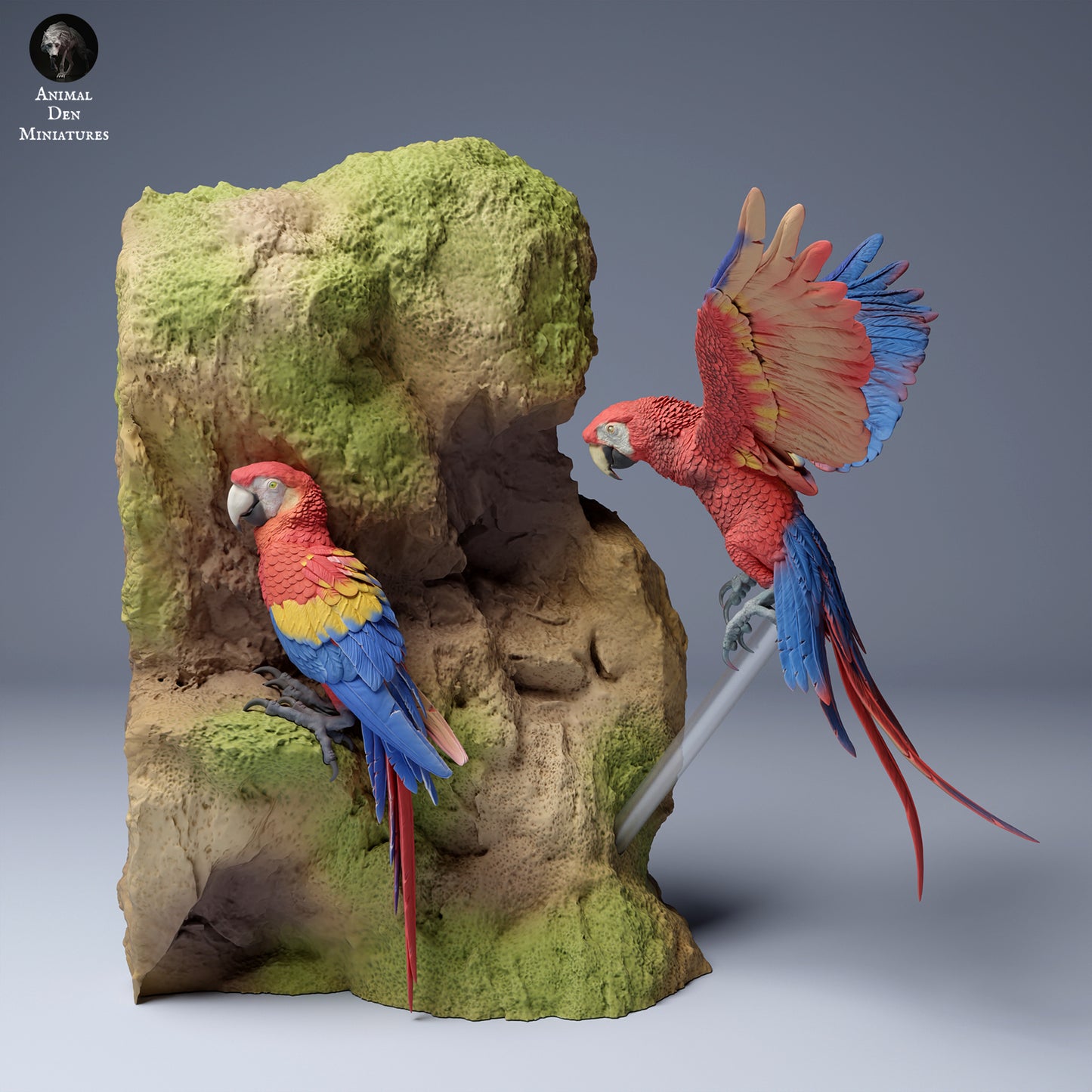 Scarlet Macaws (Ara macao) - Animal Den Miniatures