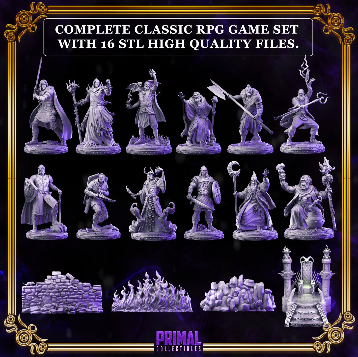 16 miniatures - complete RPG wizards expansion game - DARK WIZARDS QUEST - Premium Package - MASTER OF DUNGEONS QUEST - Primal Collectibles