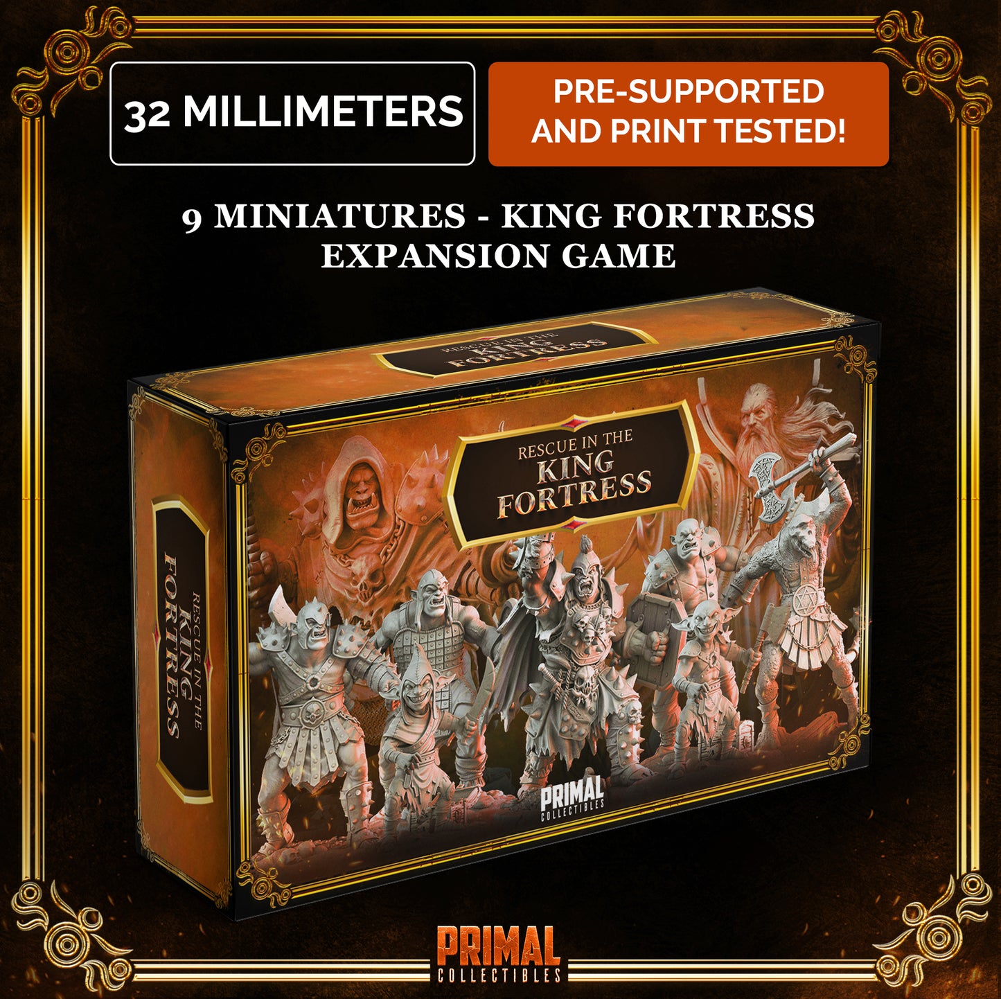 9 miniatures - RPG expansion game - RETURN OF THE KING FORTRESS- MASTERS OF DUNGEONS QUEST - Premium Package - Primal Collectibles