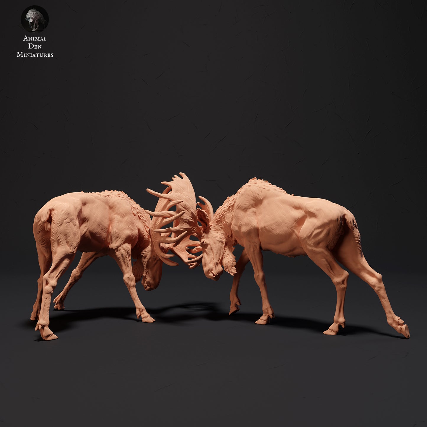 Moose Bulls Fighting - Animal Den Miniatures