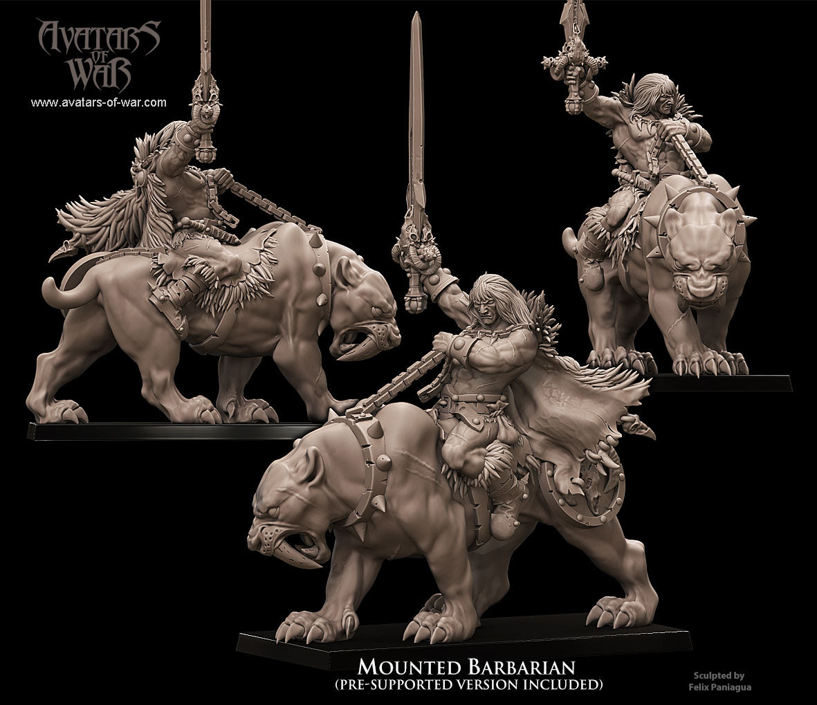 Barbarian mounted on Sabertooth - Avatars of War