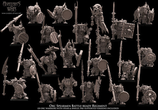 Orc Spearmen Battle-Ready regiment (20 Orcs) - Avatars of War