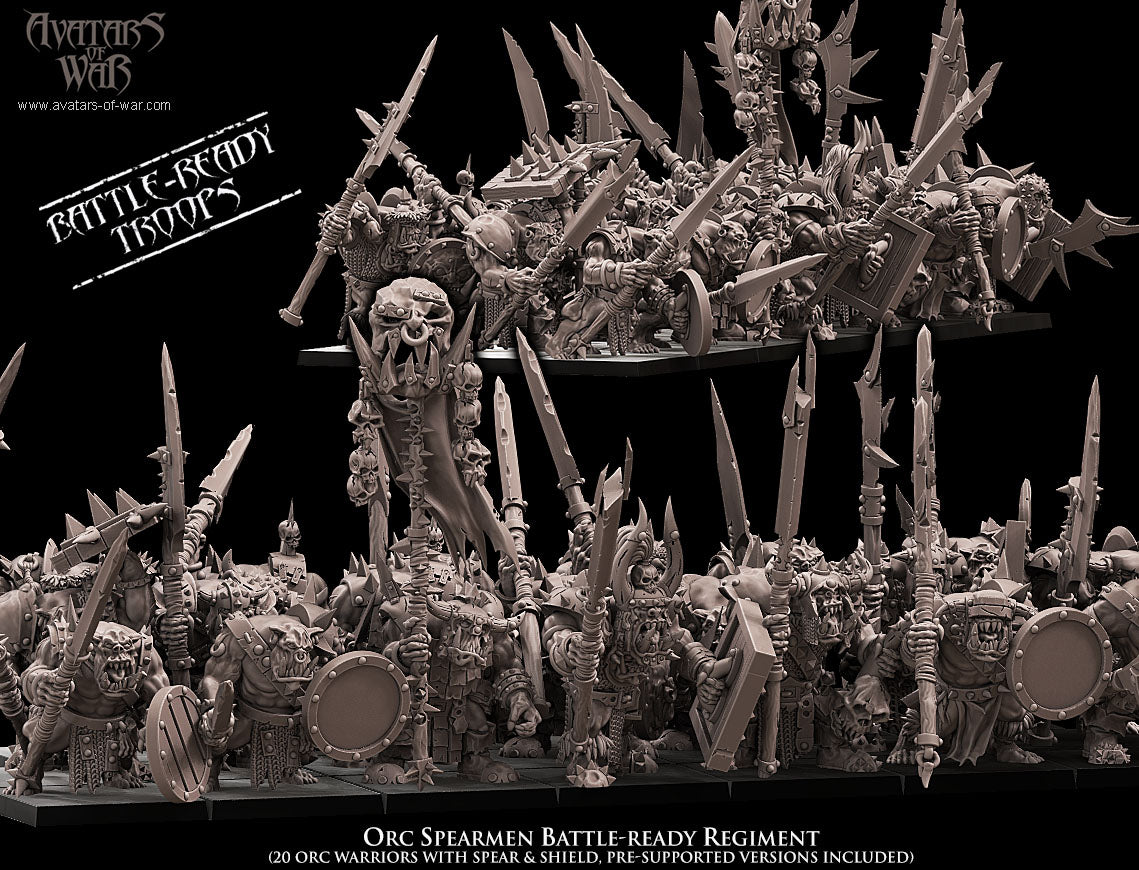 Orc Spearmen Battle-Ready regiment (20 Orcs) - Avatars of War