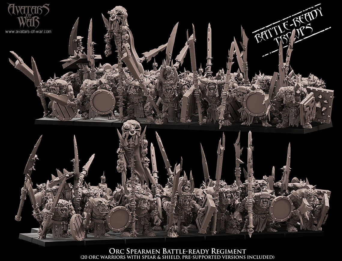 Orc Spearmen Battle-Ready regiment (20 Orcs) - Avatars of War