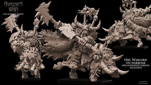 Orc Warboss on warboar (with shield or two weapons) - Avatars of War