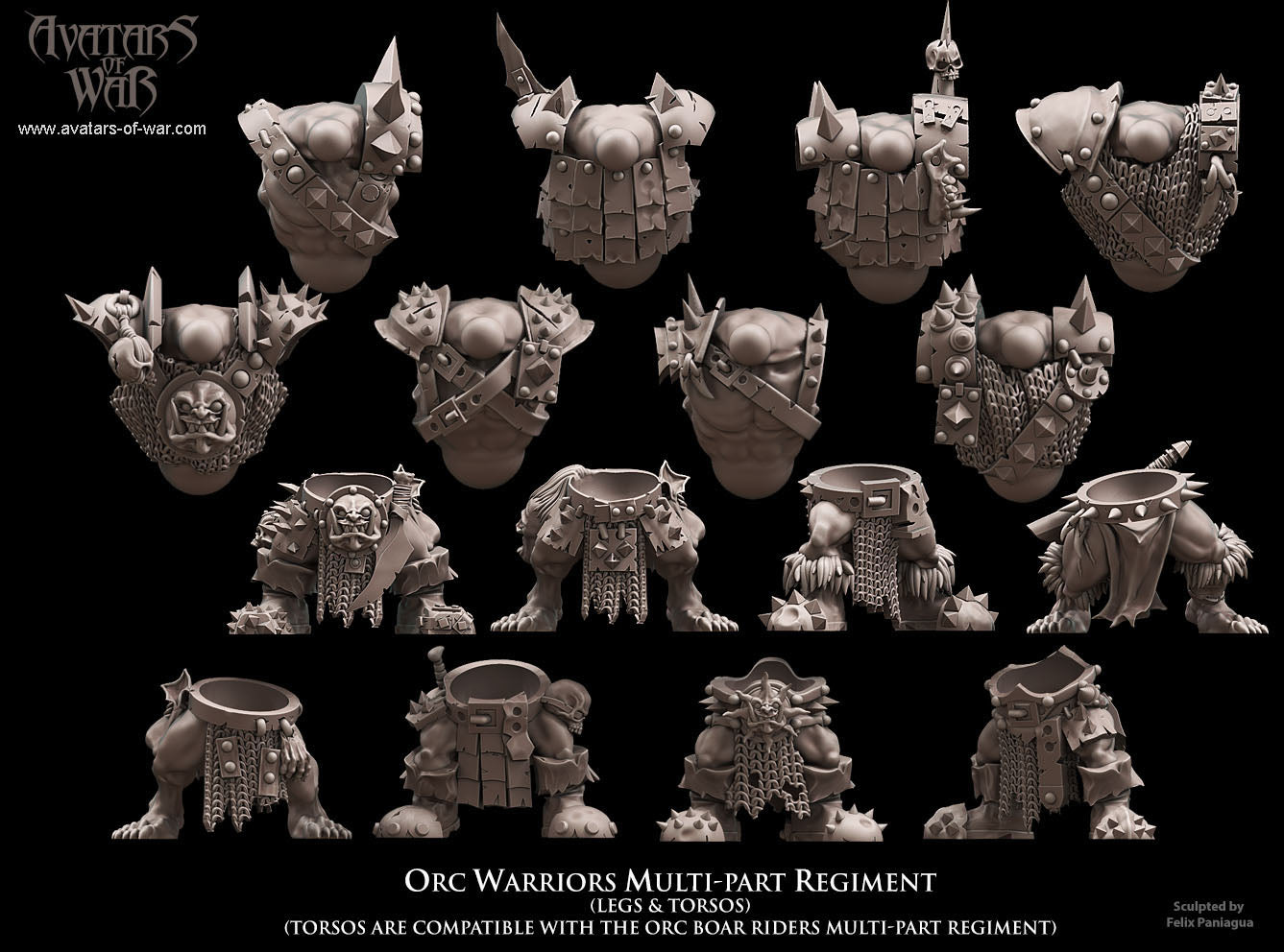 8x Orc Warriors multi-part regiment - Avatars of War