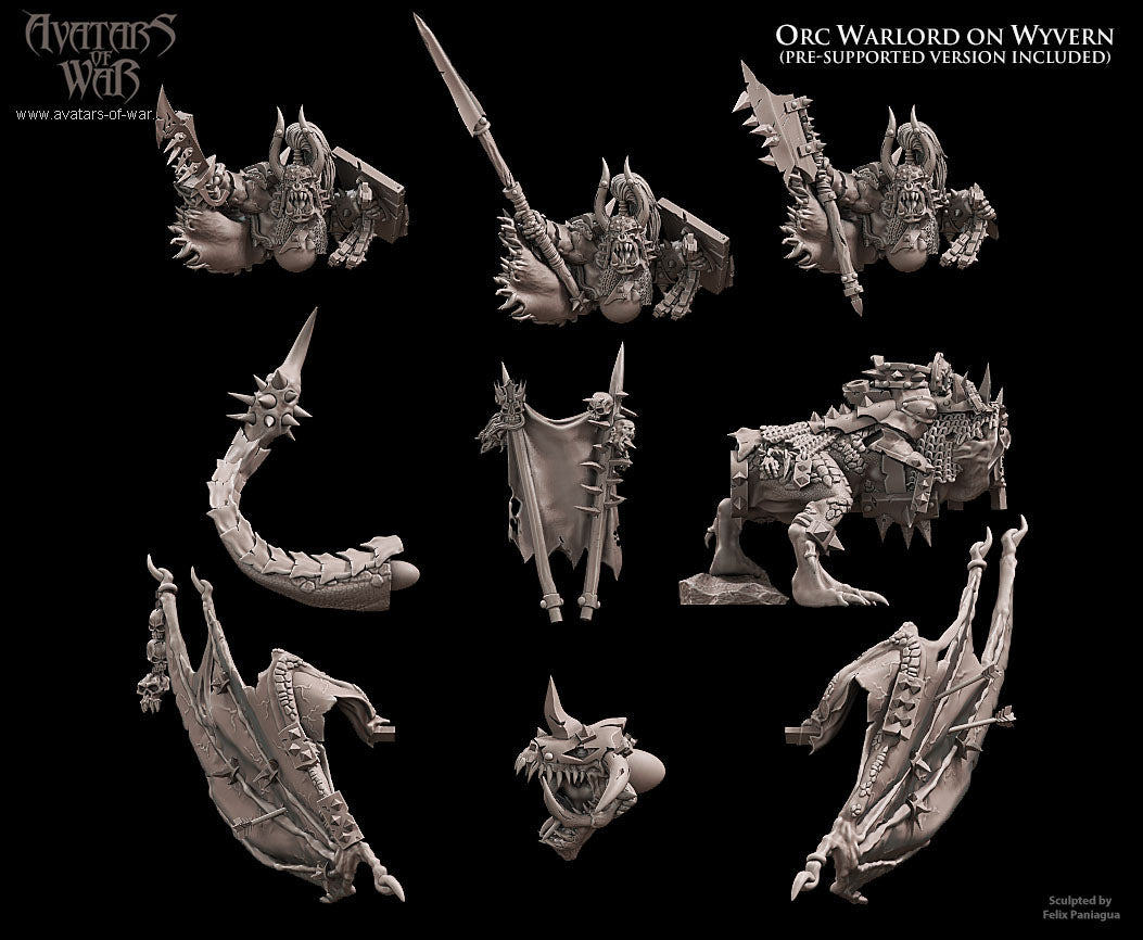 Orc Warlord mounted on Wyvern - Avatars of War