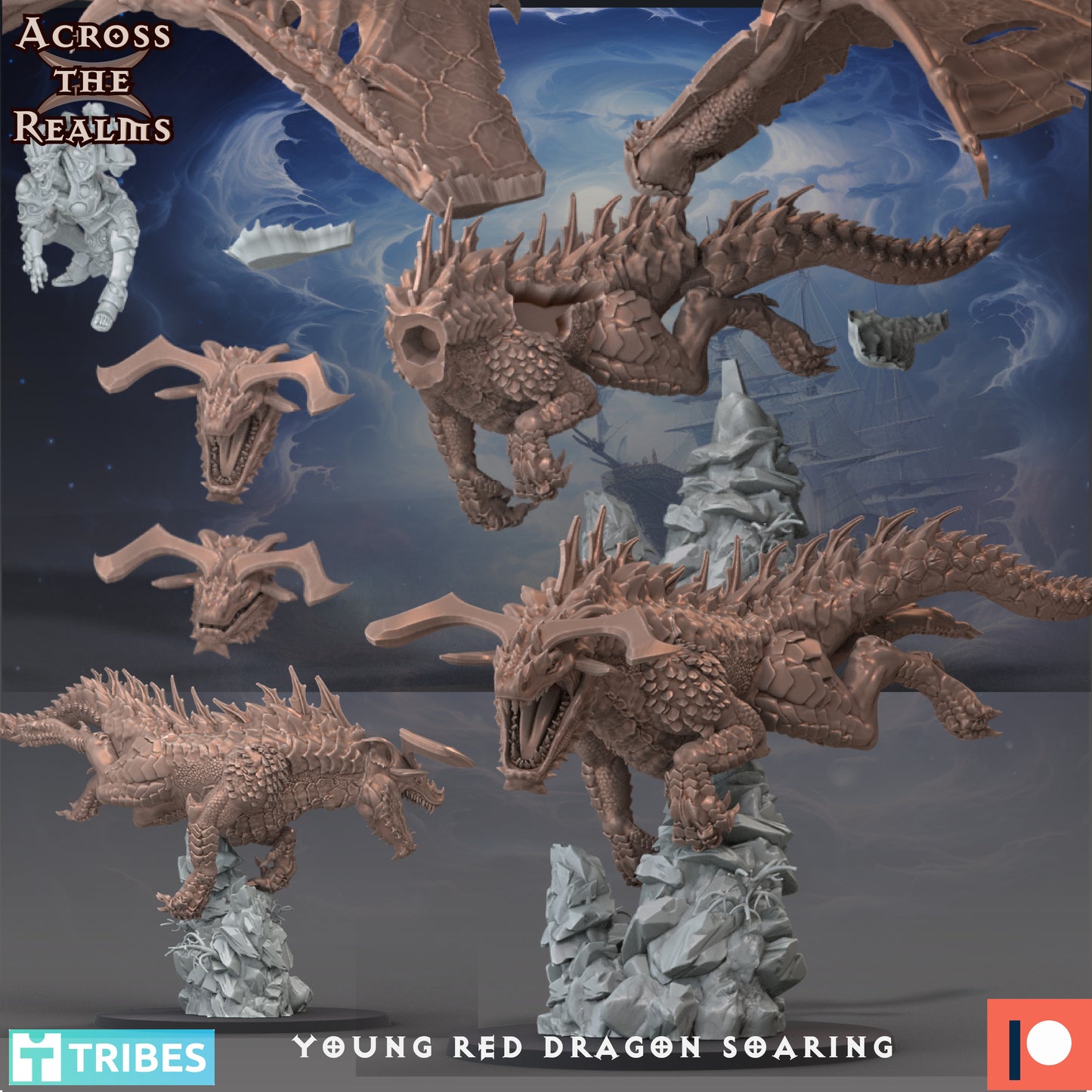 1x Young Red Dragon Soaring - Across the Realms