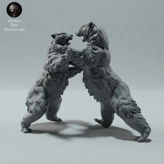 Polar Bears Fighting - Animal Den Miniatures