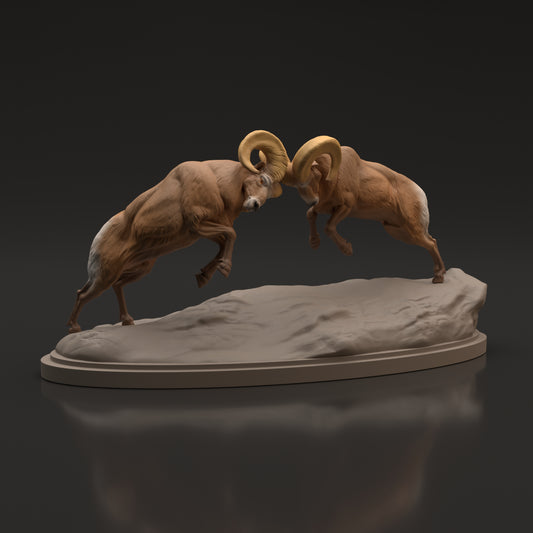 Bighorn Ram Fight Scene - Animal Den Miniatures