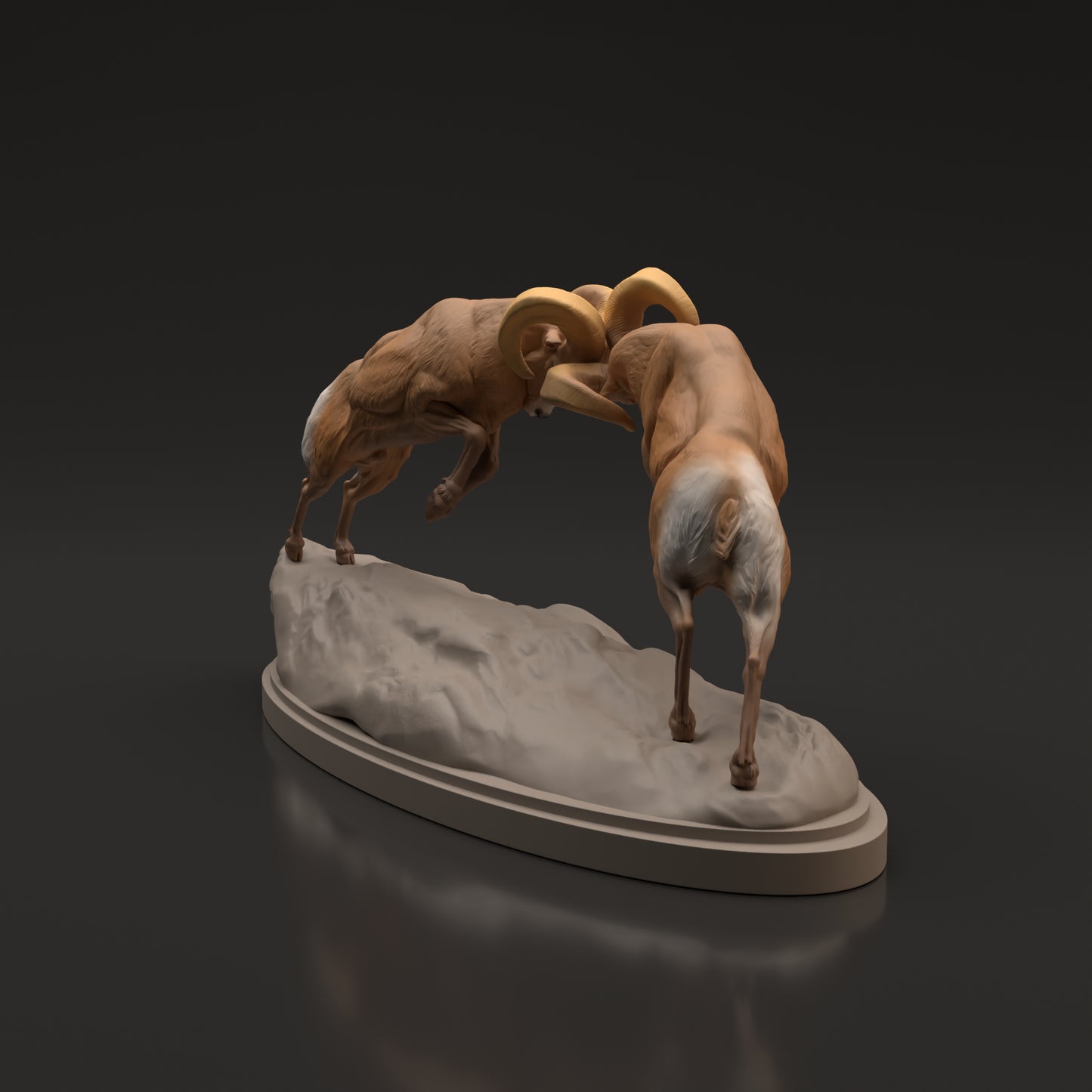 Bighorn Ram Fight Scene - Animal Den Miniatures