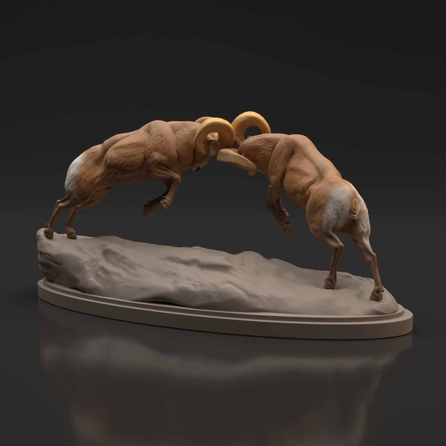 Bighorn Ram Fight Scene - Animal Den Miniatures