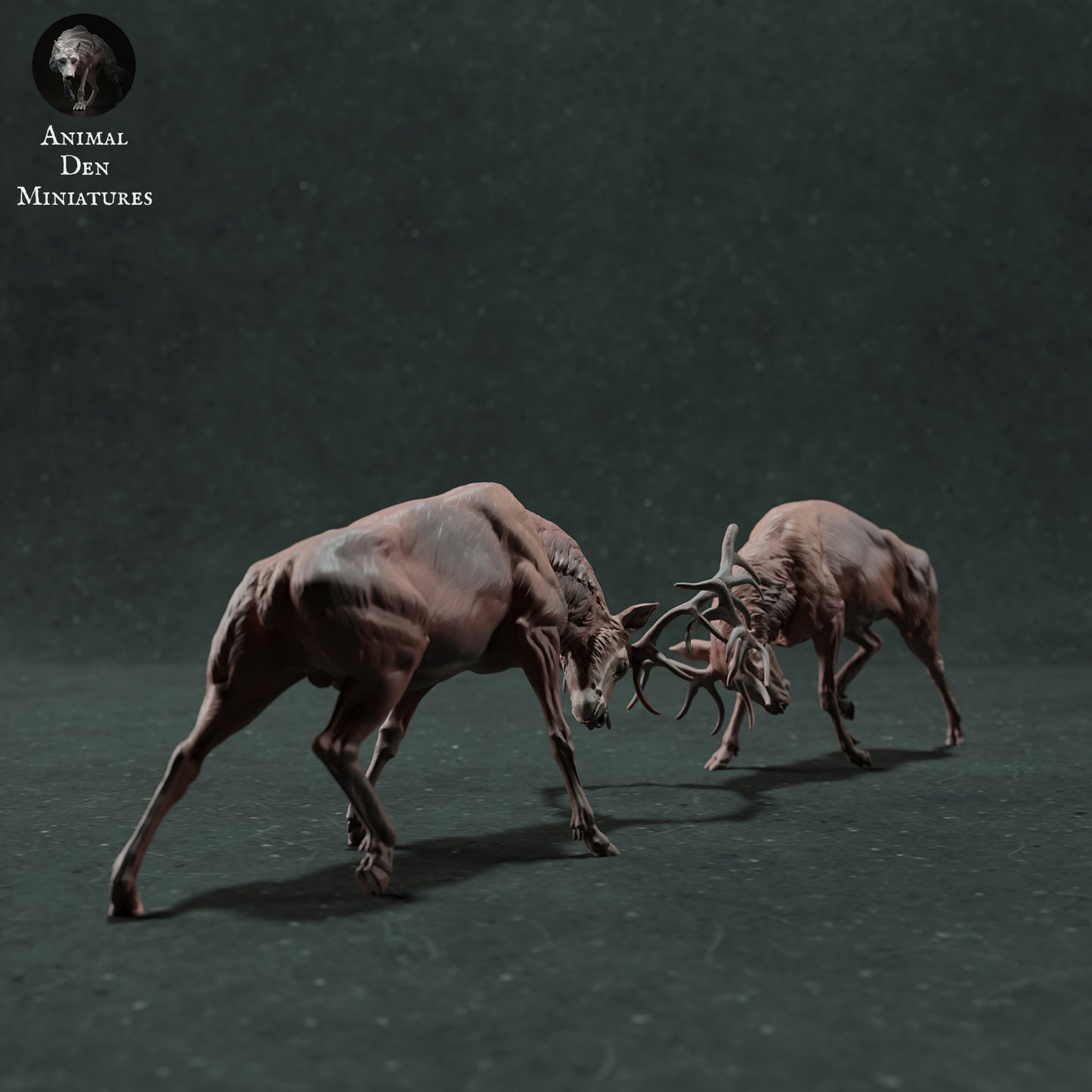 Red Deer Stags Fight - Animal Den Miniatures