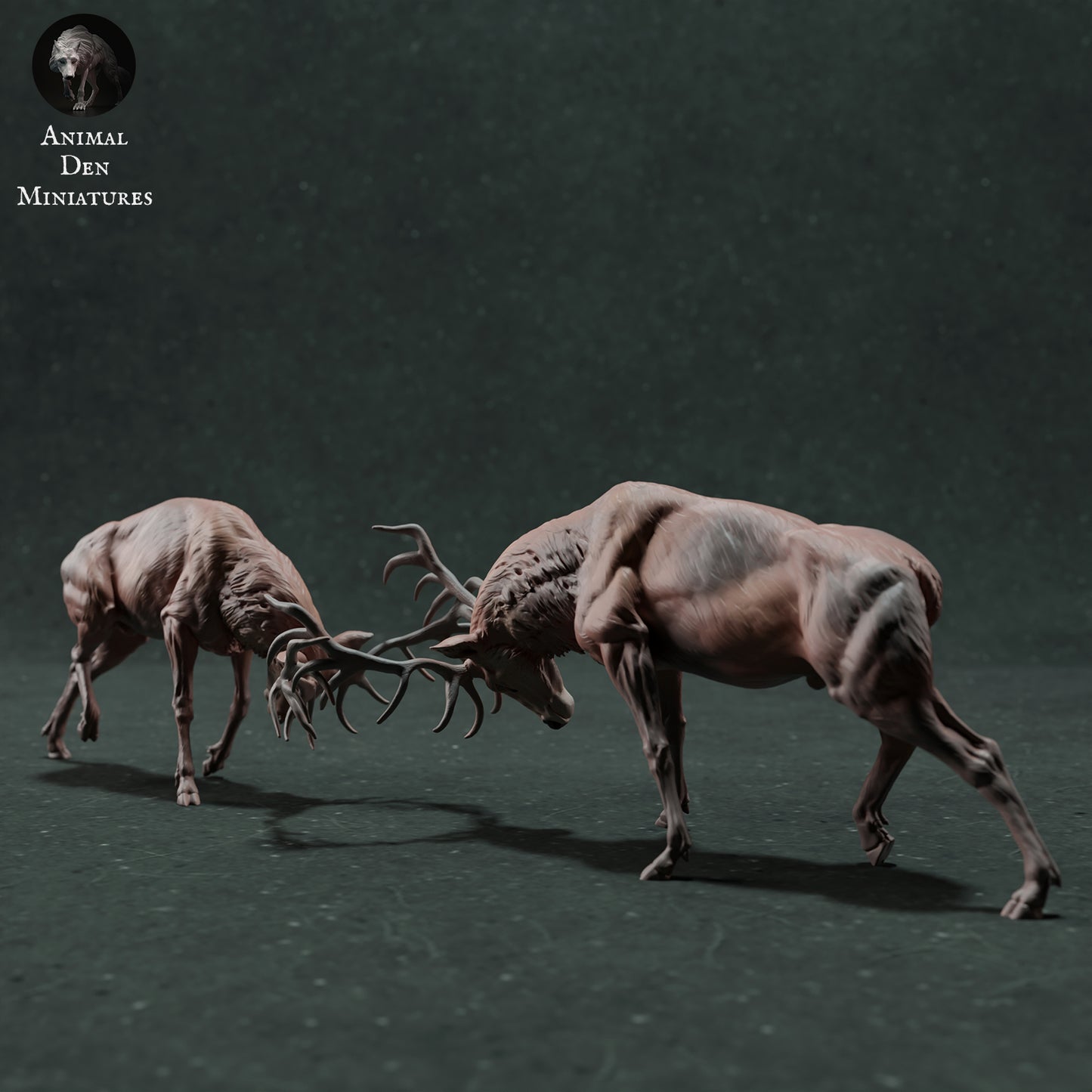 Red Deer Stags Fight - Animal Den Miniatures