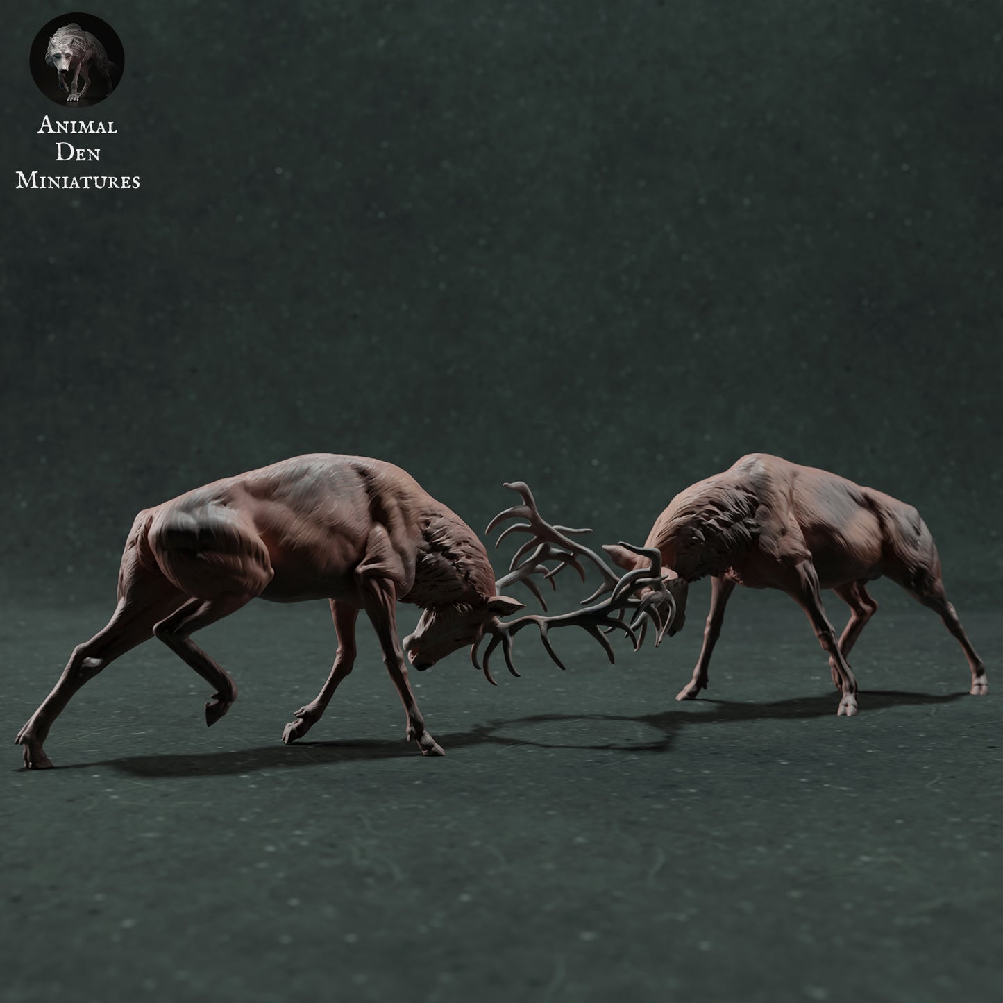 Red Deer Stags Fight - Animal Den Miniatures