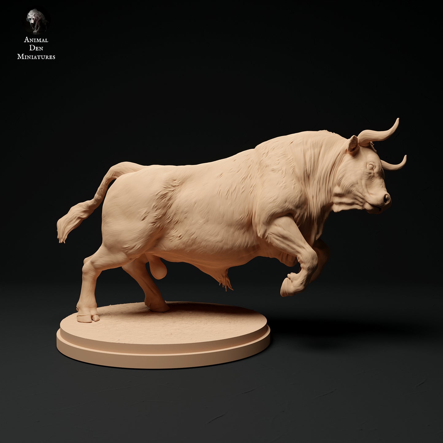 Red Devon Bull Charging - Animal Den Miniatures