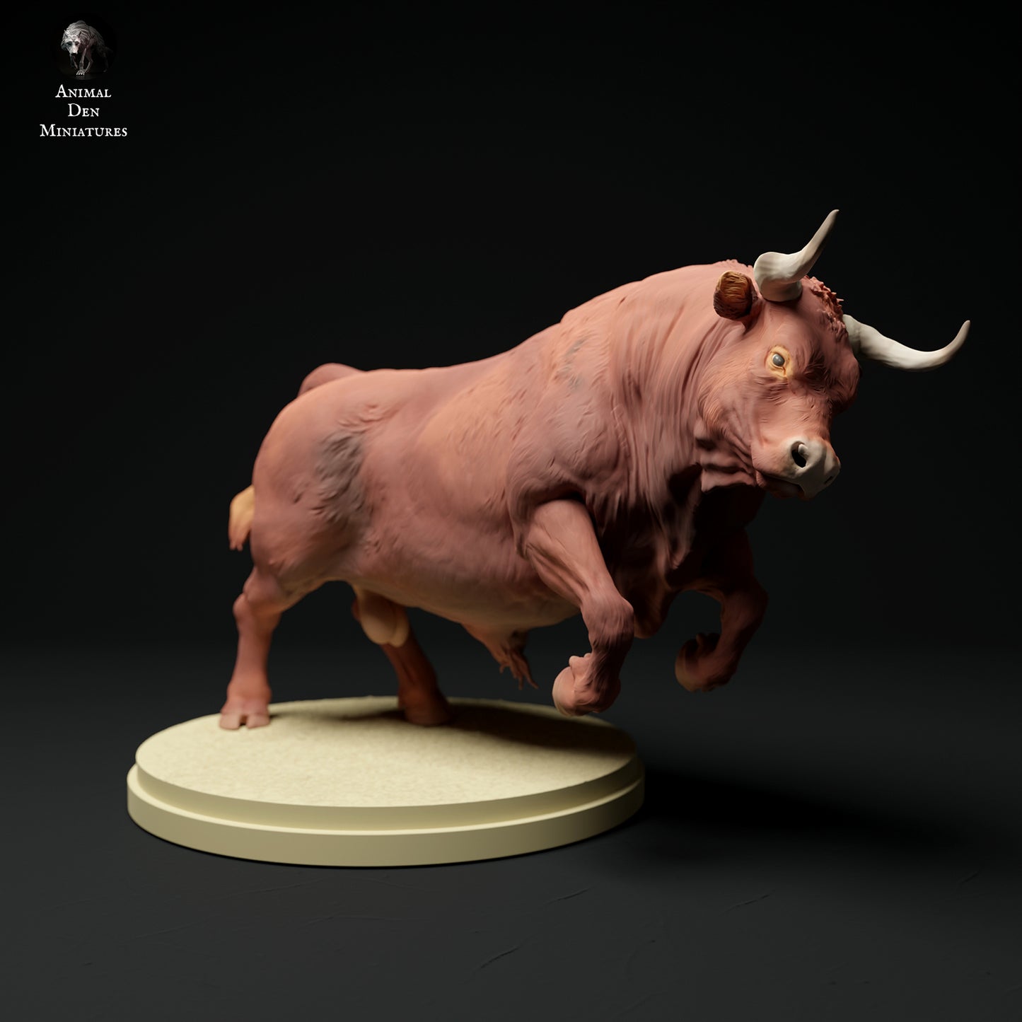 Red Devon Bull Charging - Animal Den Miniatures