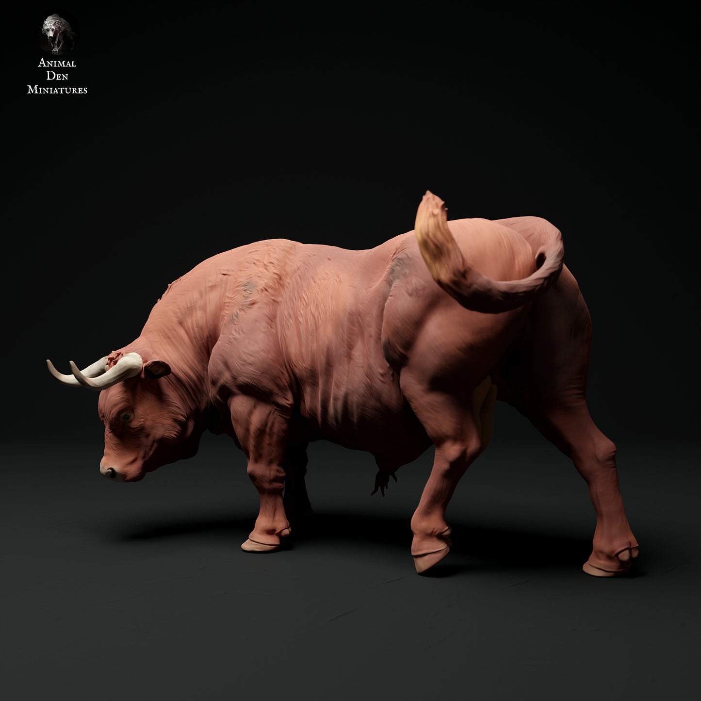 Red Devon Bull Grazing - Animal Den Miniatures