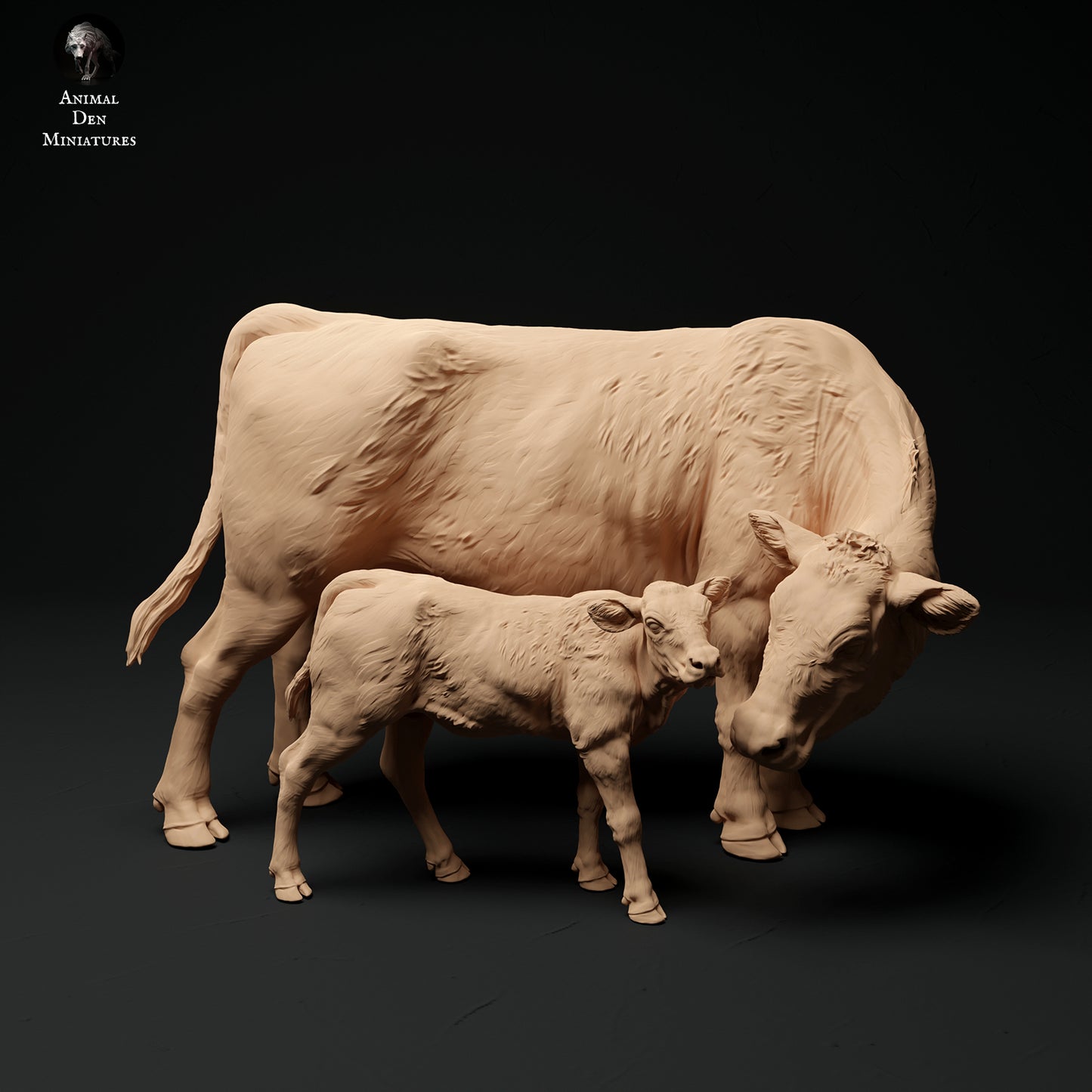 Red Devon Cow with Calf - Animal Den Miniatures