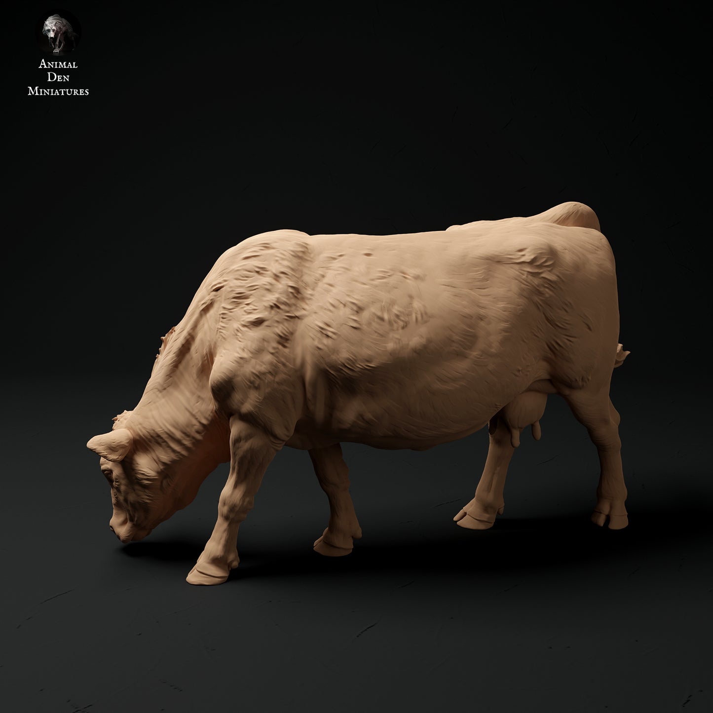 Red Devon Cow Grazing - Animal Den Miniatures