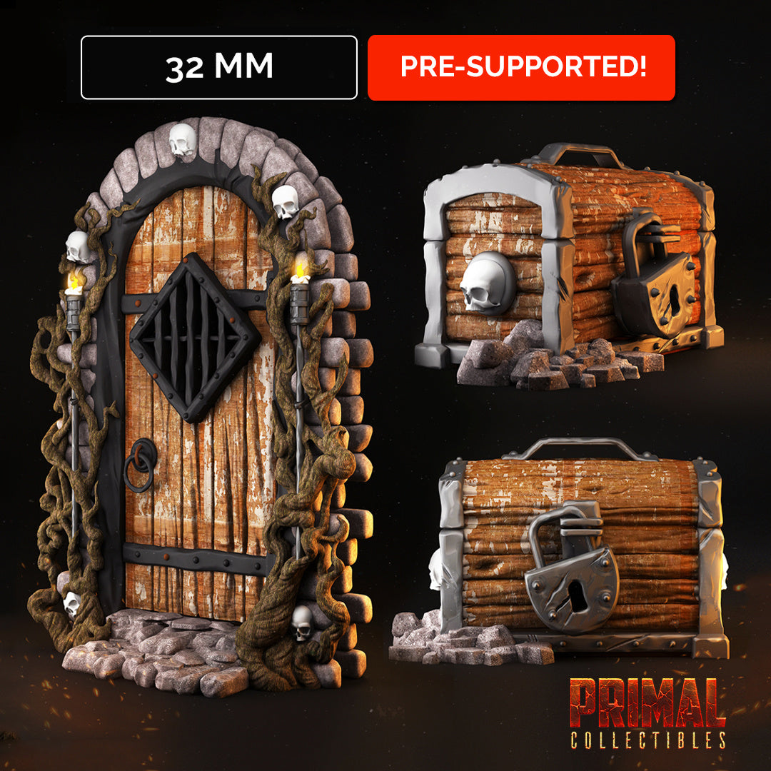 Treasure Chest and Door - MASTERS OF DUNGEONS QUEST - Primal Collectibles